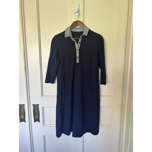 J. McLaughlin Collared Jersey Shift Dress Womens Size Small Blue Career Preppy - Picture 1 of 8